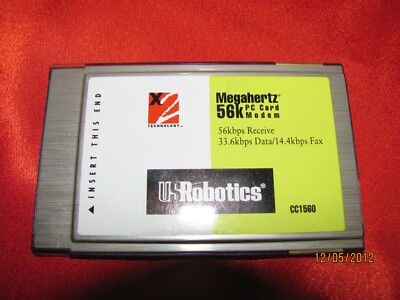 US Robotics Megahertz 56k PC Card Modem~CC1560~Used Open Box W/Cable