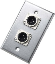 Neutrik 203M Single Gang Silver Wallplate with 2 XLRM Connectors