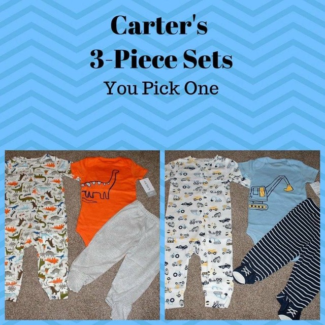 Carter's Baby Boys 3pc Outfit Set Size Newborn NB 3 6 9 Months 3M 6M