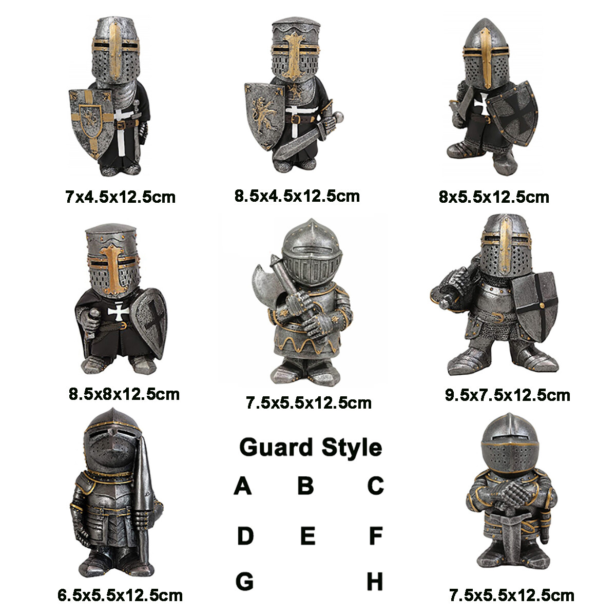 Retro Crusader Armor Knight Gnomes Guard Statues Yard Decor Garden