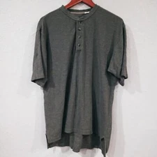 Fieldmaster Mens Sz Medium Green Short Sleeve Henley Shirt