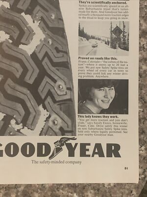 1966 Goodyear Tire Safety Spike Fraser Colorado Sandy Ennis VTG