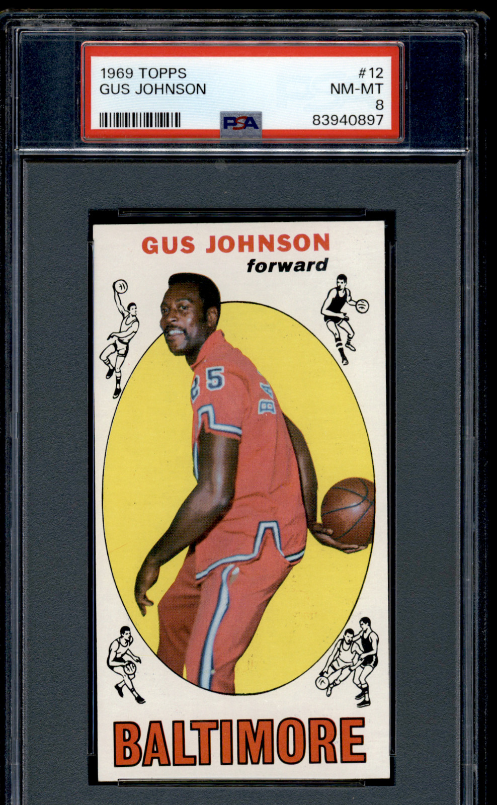 83940897 1969-70 Topps #12 Gus Johnson RC Rookie Baltimore Bullets PSA 8 NM-MT