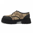 CHAUSSURES À LACETS GUCCI SUPREME MACRO GG JACQUARD   BEIGE / NOIR   HOMMES US 9,5   NEUVES