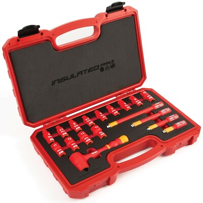 Titan 66100 18 Piece 1/4'' Drive VDE Insulated Socket Set EV Vehicle Ready