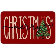 Red Merry Christmas Door Mat Outdoor, Christmas Welcome Mat Doormat Outdoor Rug