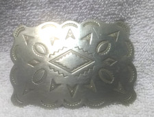 Solid Nickel Silver Western Native American Cowboy Symbols Belt Buckle Great  