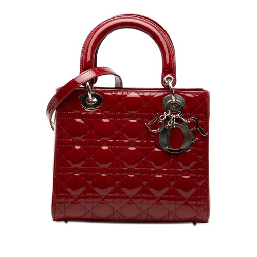 Dior Medium Patent Cannage Lady Dior | Pre-Loved | Dark Red | Authenticated