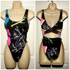 Vintage 80's RARE Jimmy' Z 'Local' Street 1-Piece Swimsuit XXS High Cut USA Made