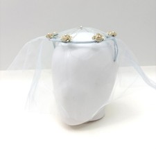 Vintage Birdcage Veil Floral Faux Pearl Wedding Headpiece Blue