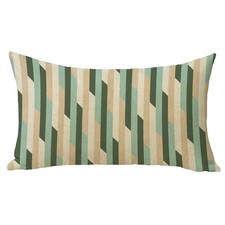 Geometric Lumbar Decorative Throw Pillow Cover 12 x 20, Green Blue Stripes