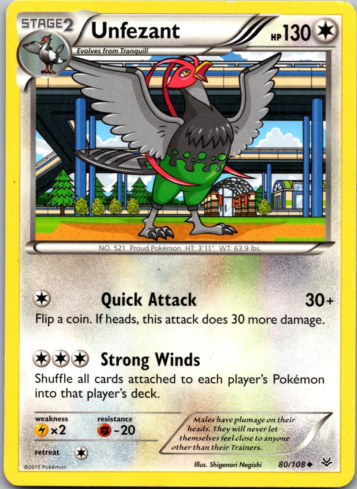 Unfezant 80/108 Uncommon Roaring Skies Pokemon Near Mint