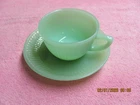 ANCHOR HOCKING FIRE KING JADEITE JANE RAY DEMITASSE CUP & SAUCER
