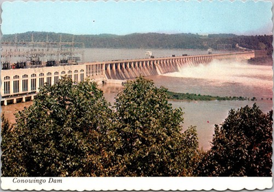 #ad Conowingo Dam Maryland Hydro Electric Plant RPPC Continental Postcard B047 $4.95