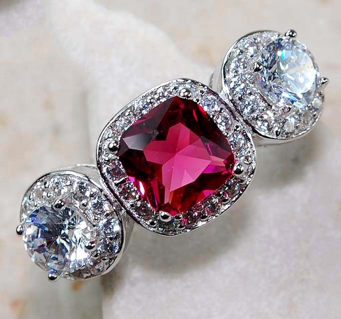 3CT Heat Treated Rubellite Tourmaline 925 Solid Sterling Silver Ring Sz 6 MM1-5