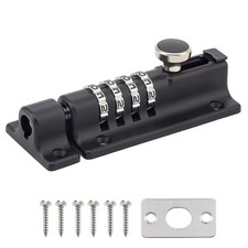 Combination Locking Bolt,4 Digit Slide Latch Lock 120 mm Black  Zinc Alloy K...