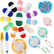 6 Size Pompom Maker for Yarn Pom Pom Making Kit Fluff Waver with 12 Colors Ac...