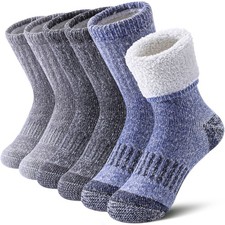 LINEMIN Kids Merino Wool Hiking Socks: Thermal Winter Warm, Boys Girls Thick B