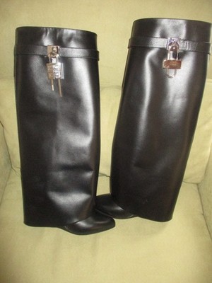$2550 Givenchy Shark Lock Wedge Heel 90 Knee High Boots 38.5 US 8.5