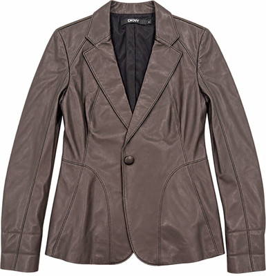 DKNY Black leather blazer, Button Closure, Lined, Long Sleeve ladies Size 10