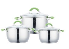 3er Edelstahl Kochtopf-Set 16+18+20cm mit Gla...