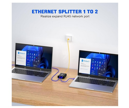 Ethernet Splitter 1 to 2 Out, 100Mbps Internet Splitter Adapter with USB Power - Picture 5 of 9