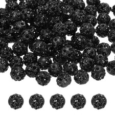 50pcs 8mm Black Rhinestone Polymer Fancy Beads for DIY Jewelry Making