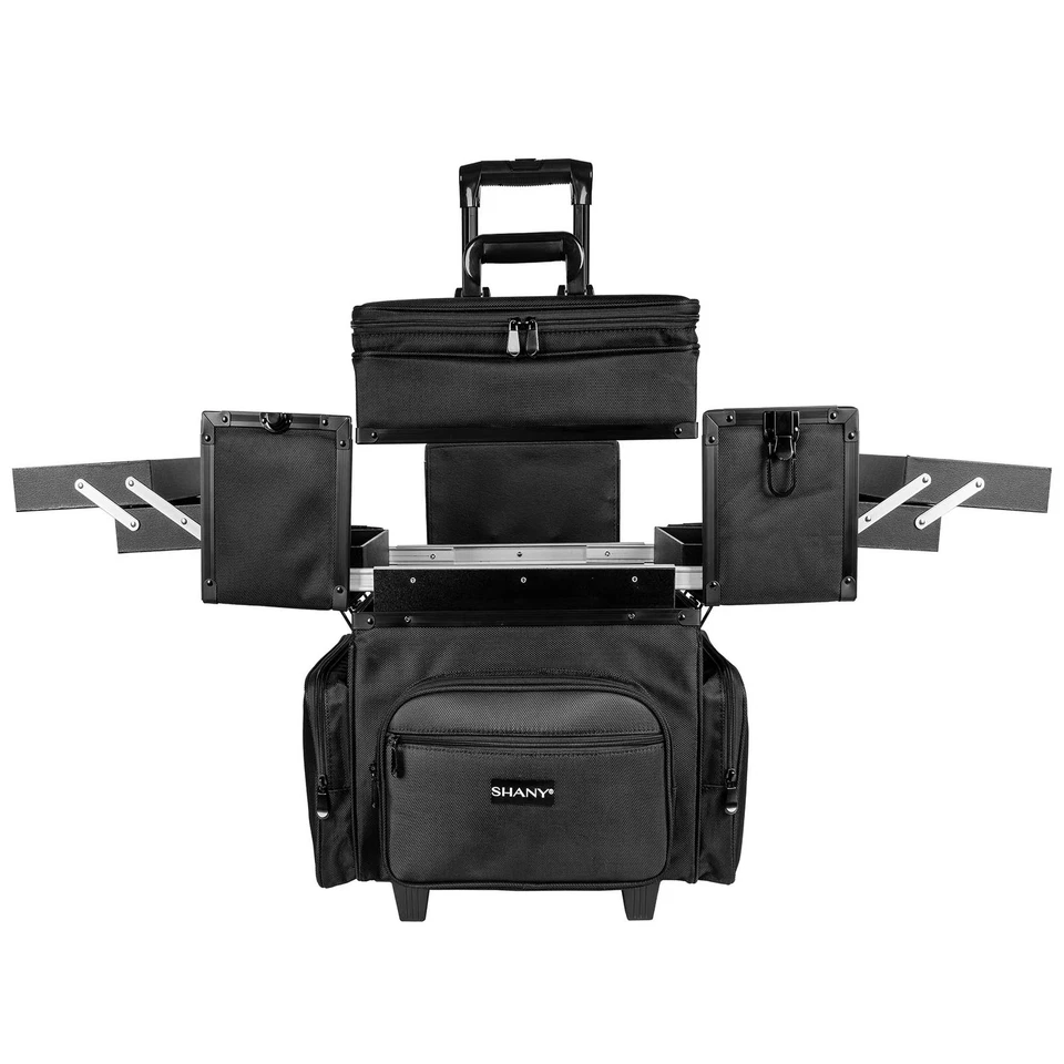 SHANY Large Travel Makeup Trolley Storage Case with Multi Compartments - BLACK - Image 2 of 4