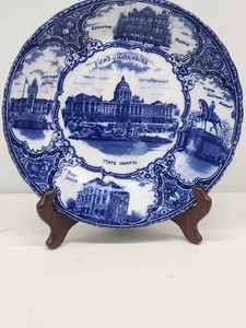 Antique Flow Blue Views Of Harrisburg, Pennsylvania Commemorative Plate 