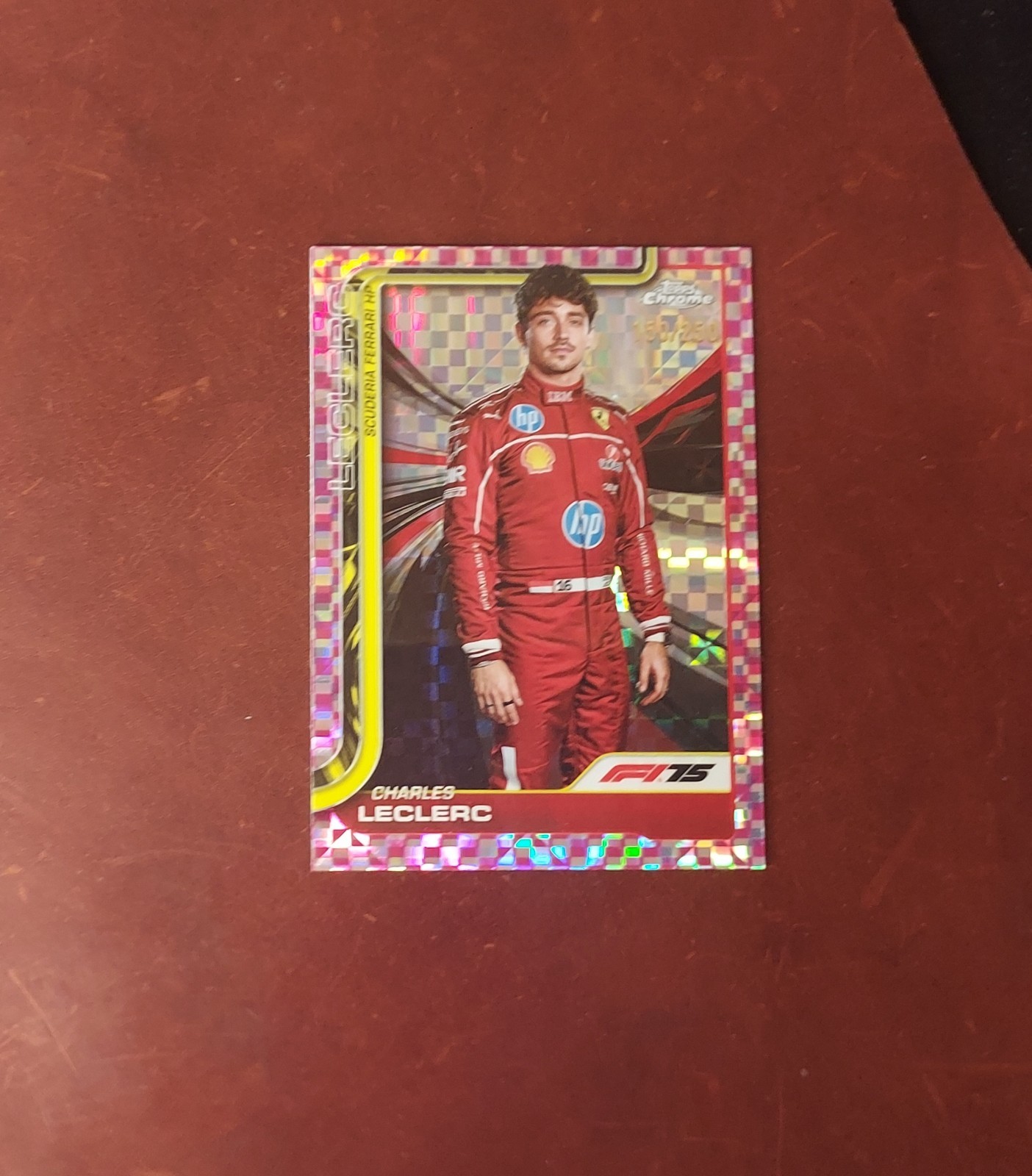 2025 F1 Topps Chrome Charles Leclerc #3 Portrait Pink Checker /250 SP Ferrari
