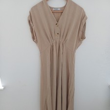 CopperRose Paris dress midi maxi size uk 10 beige medium v neck size M  summer