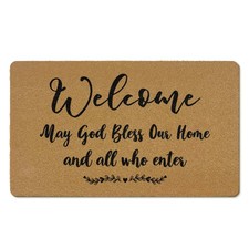 Christian Welcome Coir Door Mats Outdoor, Bible Verse May God Bless Our Home ...