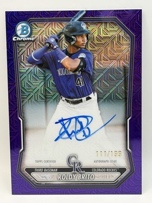 2026 Bowman Chrome Prospect Mojo Purple Auto Roldy Brito BMA-RB Small Issue