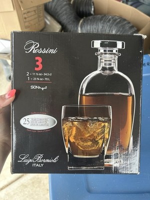 Luigi Bormioli Rossini 3pc Glass Decanter Set 70 cL w/ 2 Glasses & Stopper