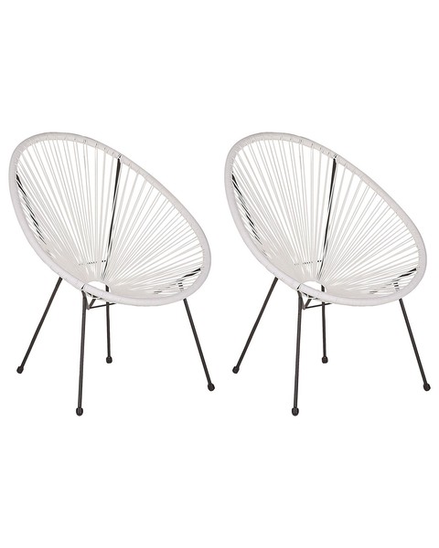 Lustiges Balkonset 2 StüHle Spaghetti-Optik Rattan Weiß Acapulco Ii-image