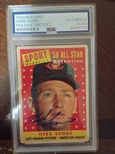 HERB SCORE Signed 1958 Topps All Star #495 AUTO PSA/DNA Autographed Indians