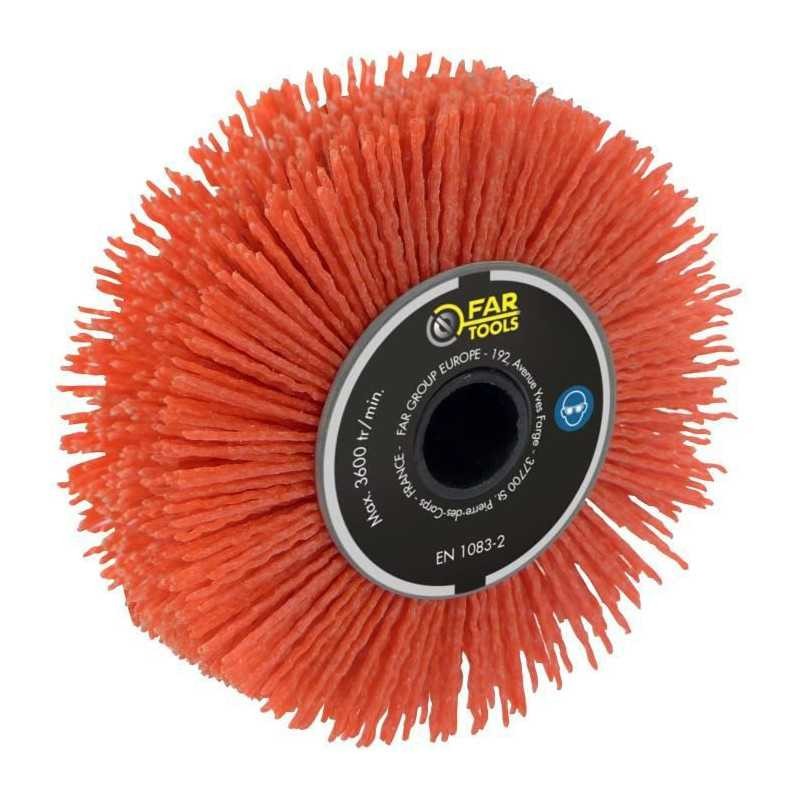 Brosse de précision nylon abrasif Ø120mm pour enlever la rouille et vernis