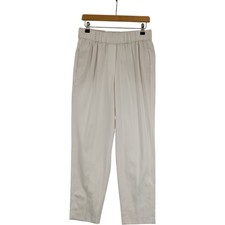 Massimo Dutti Women's Trousers Size 40 White Elastic Waist Preloved