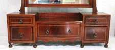 SUPERB ANTIQUE FEDERAL MAHOGANY SHAVING VANITY MIRROR DRESSER TOP VICTORIAN