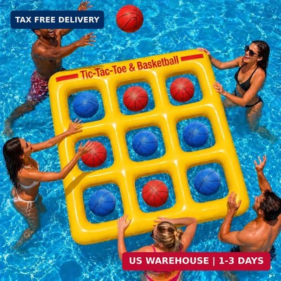 Pool Toy Games, Upgraded Tic-Tac-Toe & Basketball, Inflatable Anti-Wind Pool Gam