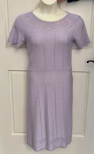 Unique Vintage Oscar de la Renta Women’s Knit Lilac Pale Purple SS Dress Size 10