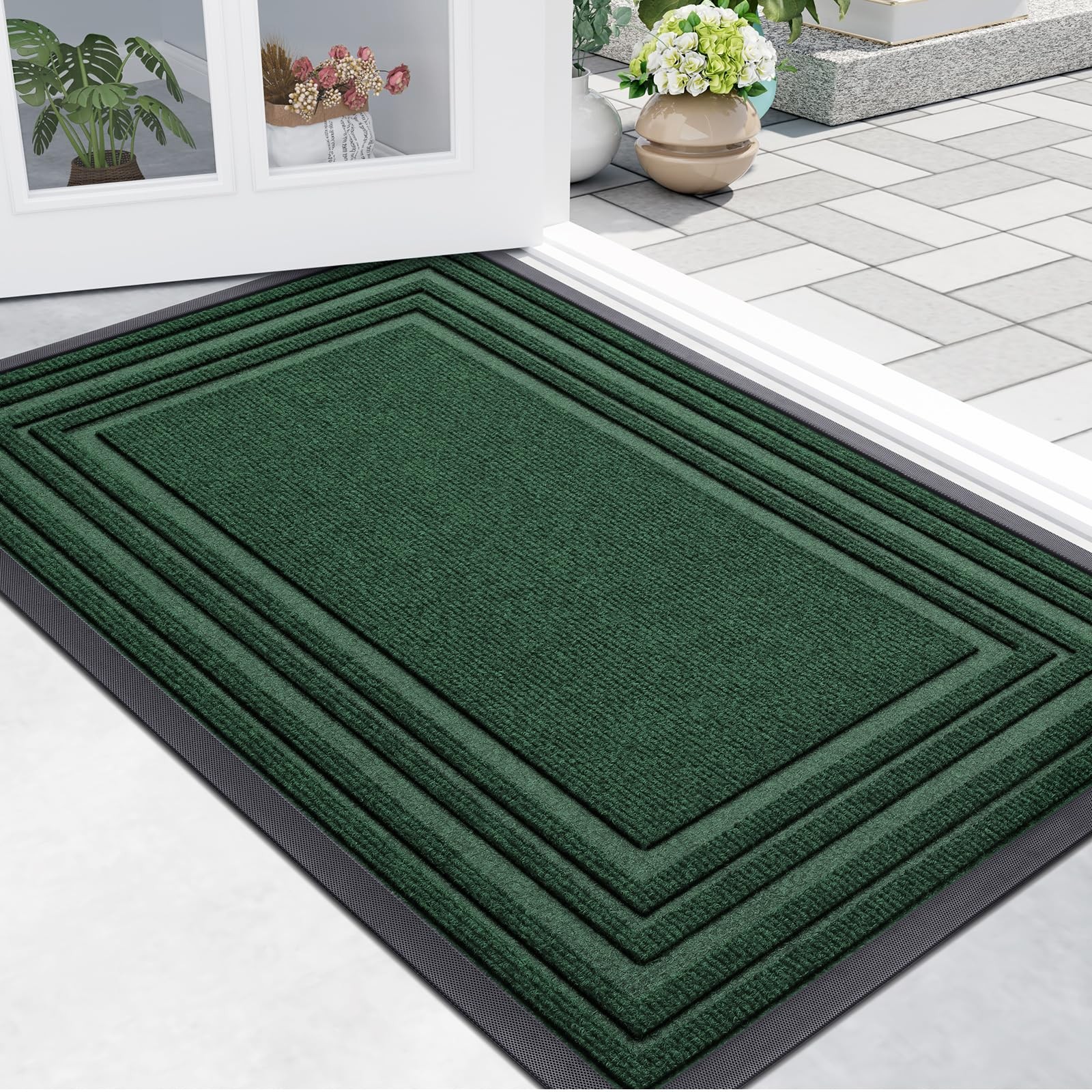 Non-Slip Natural Rubber Front Door Mat for Indoor Outdoor Entrance