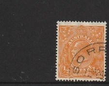 STAMPS AUST KGV   1/2d  ORANGE   SINGLE  WMK  FINE  USED