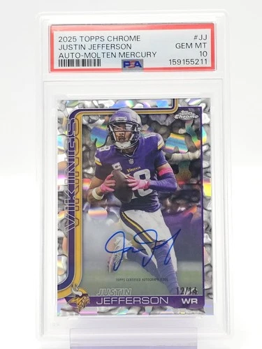 2025 Topps Chrome Justin Jefferson Chrome Autographs (PSA 10)