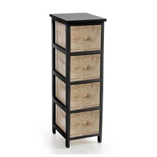 CASSETTIERA IN LEGNO NERO CON 4 CASSETTI IN COLORE NATURALE 26 X 32 X 80 CM