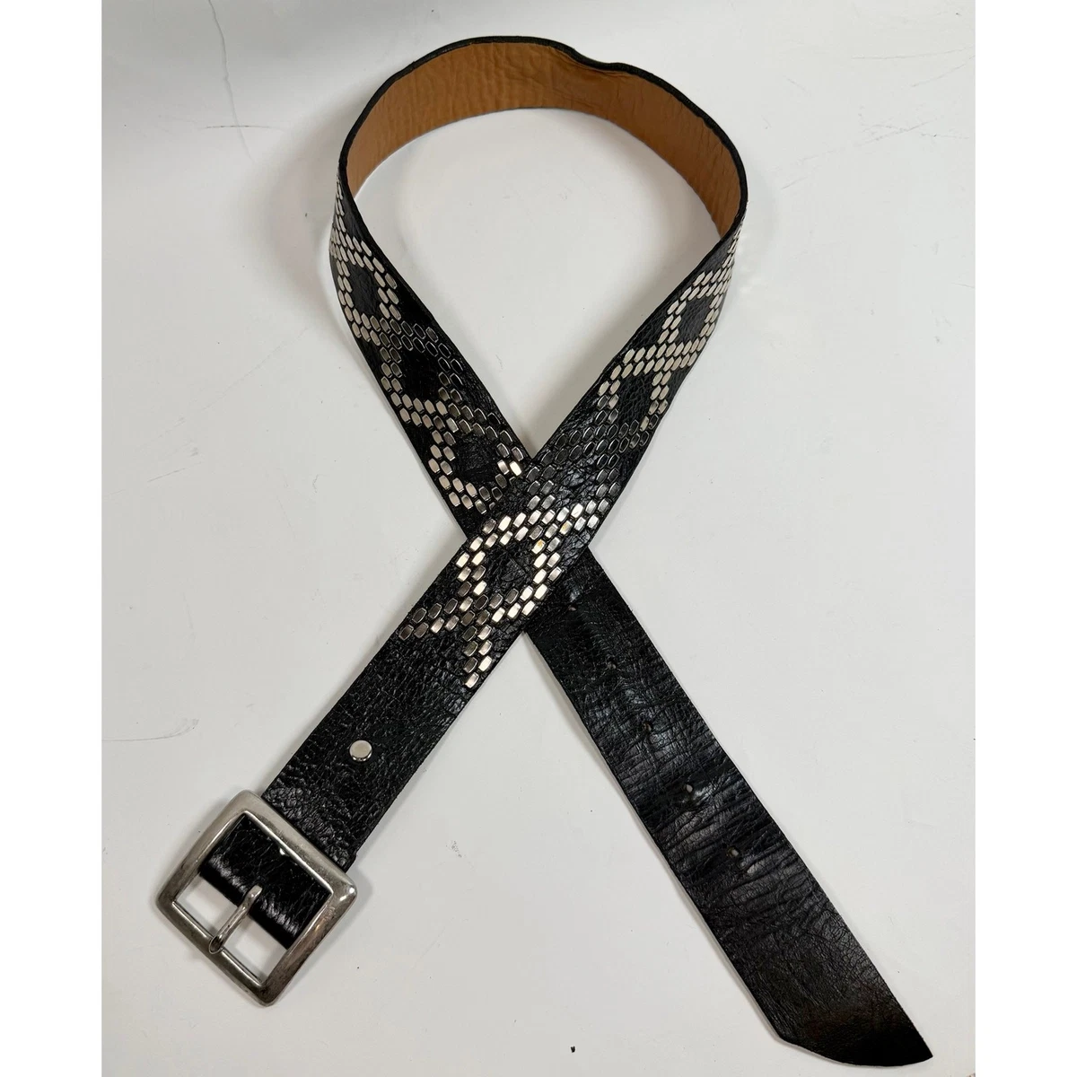 Calleen Cordero Silver Studded 1.5” wide belt size M/L