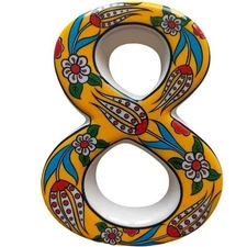 Large Ceramic Housewarming Sign Address Plaque House Numbers Yellow 