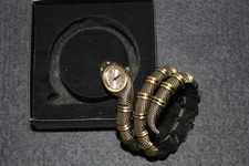 Vintage Kenneth Jay Lane Snake Watch Women Bronze Analog new Battery is working.