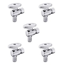  Pack of 5 1/4 Turn Angle Stop Valve 3/8" OD Compression x 1/2" Pex Chrome P...