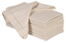 Cloth Dinner Napkins in Cotton Flax Fabric with Hemstitched  Tailored Mitere...